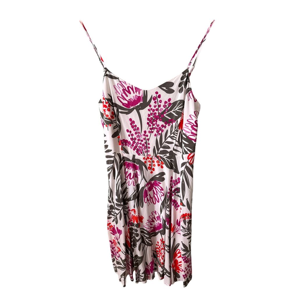 Old Navy Women's Size Large White Tropical‎ Hawiian Floral Smocked Mini Dress